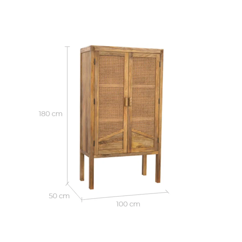 Armoire en cannage et bois de manguier et cannage - tiki