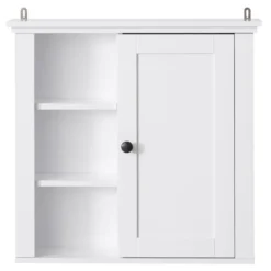 Armoire haute murale 1 porte 3 niches latérales blanc
