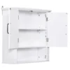Armoire haute murale 2 portes 2 étagères niche blanc