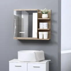 Armoire miroir de salle de bain avec étagère et 3 étagères latérales