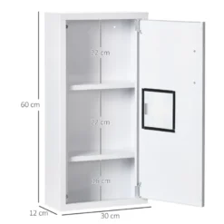 Armoire à pharmacie 2 étagères 3 niv. Logo croix acier blanc