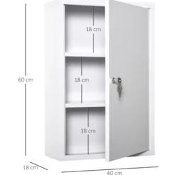 Armoire à pharmacie verrouillable 2 étagères 3 niveaux 2 clés métal blanc