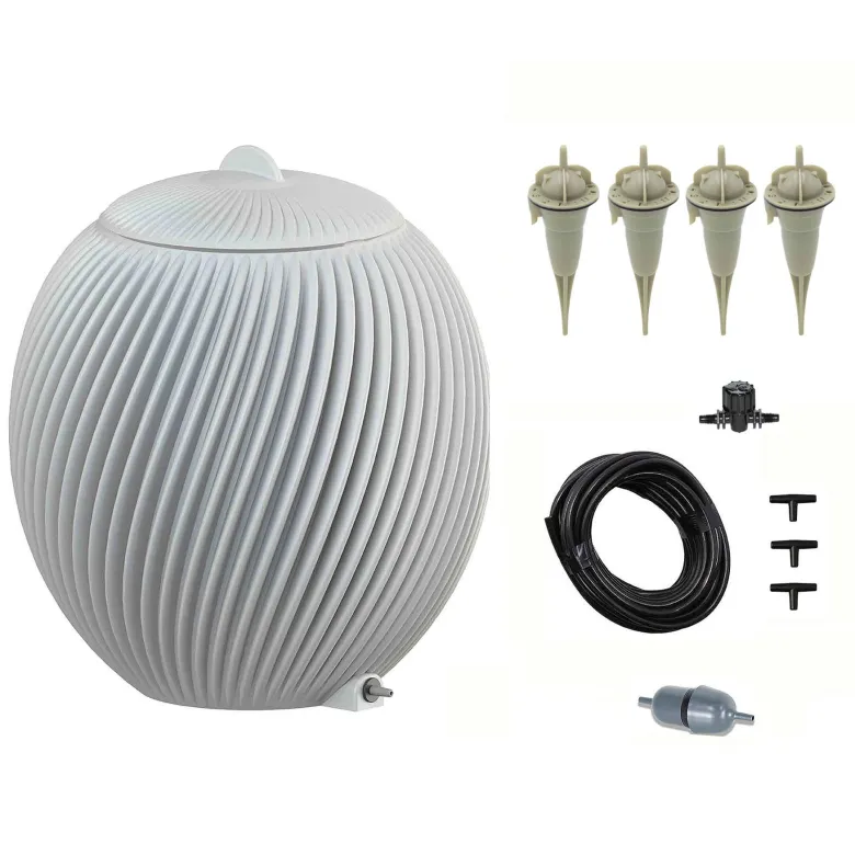 Arrosage goutte à goutte plantes et pot avec réserve d'eau 10l - blanc