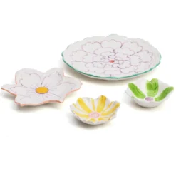 Assiette fleur artisanale en céramique peinte 16 cm