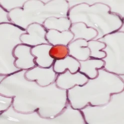 Assiette fleur artisanale en céramique peinte 21 cm
