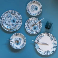 Assiette plate jardin bleu 27 cm x6