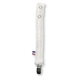 Attache tétine en coton bio teddy blanc