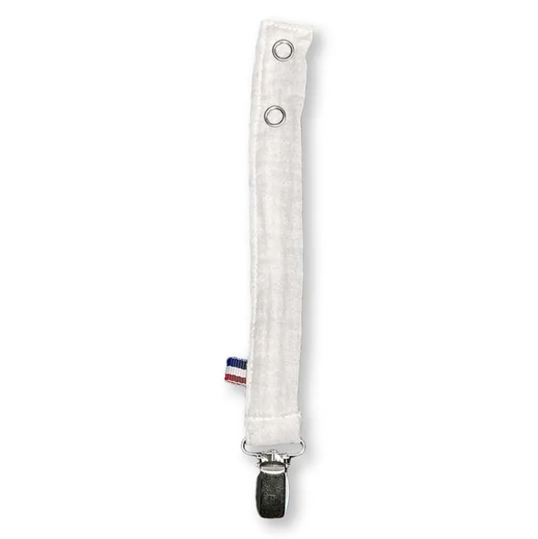 Attache tétine en coton bio teddy blanc