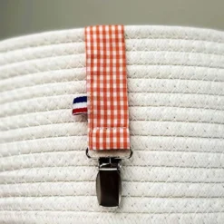 Attache tétine en coton bio teddy vichy