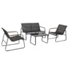 Aurora salon de jardin 4 places en toile de polyester noir