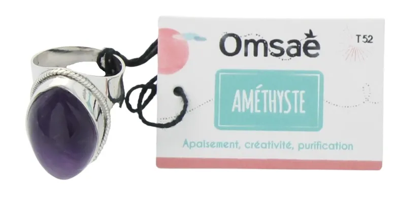 Bague améthyste argent 925 méthystos t52
