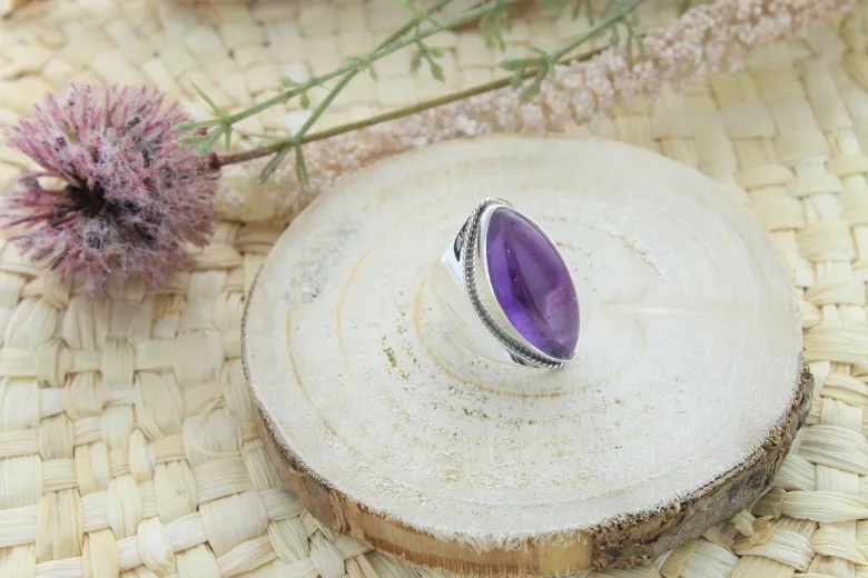 Bague améthyste argent 925 méthystos t52