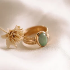 Bague aventurine livia plaqué or T58