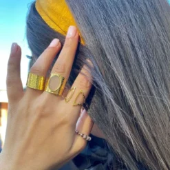 Bague elle – agate blanche