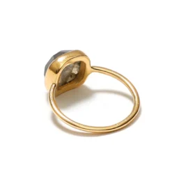 Bague labradorite et laiton doré 56