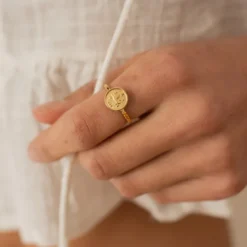 Bague réglable astro doré - lion
