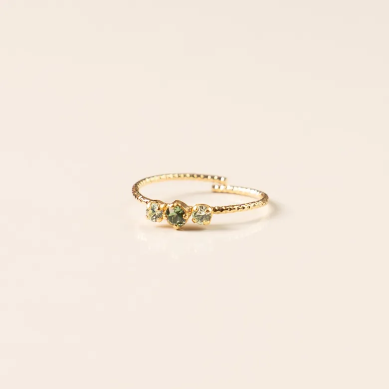 Bague réglable doré bicolore vert