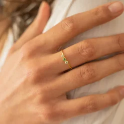 Bague réglable doré bicolore vert