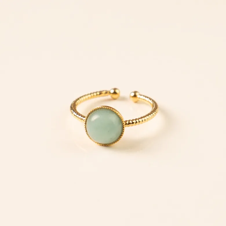 Bague réglable dorée amazonite naturelle