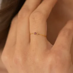 Bague réglable dorée cristal rose vif