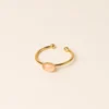 Bague réglable dorée - mini quartz rose