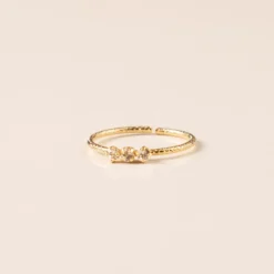 Bague réglable doré triple cristal blanc