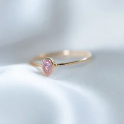 Bague tourmaline rose plaqué or T50