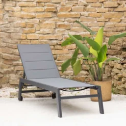 Bain de soleil barbados en textilène gris - aluminium gris anthracite