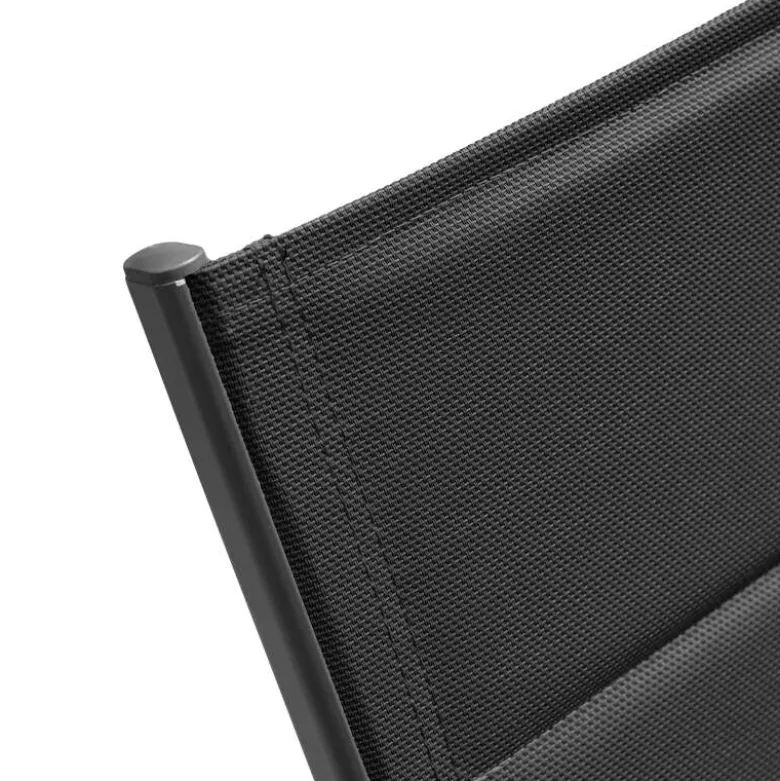 Bain de soleil barbados en textilène noir - aluminium gris anthracite