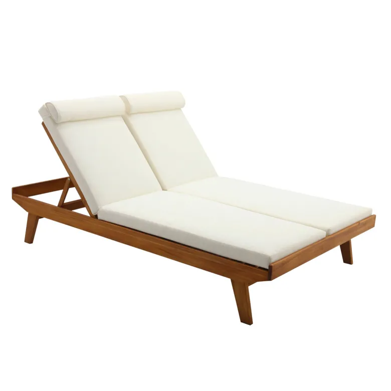 Bain de soleil double avec dossiers multipositions beige l127 cm caracas