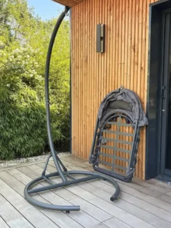 Balancelle de jardin en acier avec coussins - gris anthracite