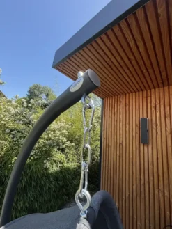 Balancelle de jardin en acier avec coussins - gris anthracite