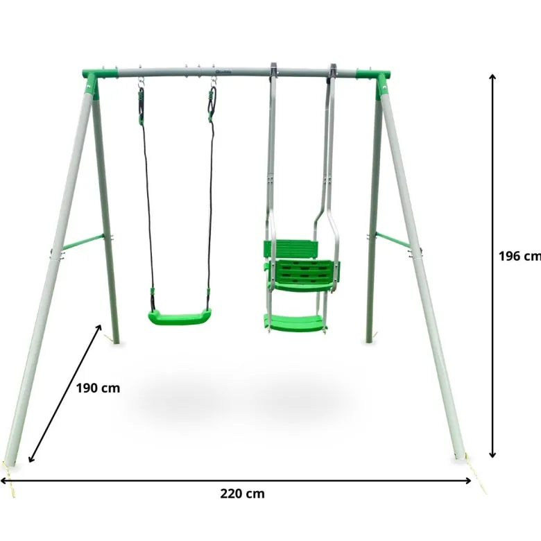 Balançoire de jardin 3 places pour enfants avec structure en acier