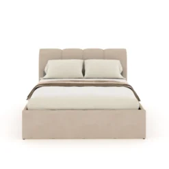 Baltimore lit coffre style nuage led 160x200cm velours beige