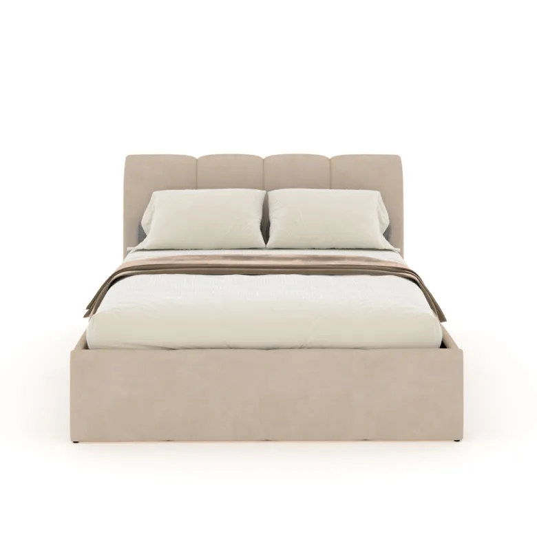 Baltimore lit coffre style nuage led 160x200cm velours beige