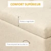Banc coffre de rangement 2 en 1 acier doré tissu