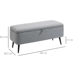 Banc coffre de rangement piètement acier noir tissu