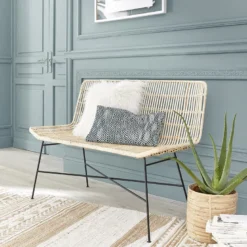 Banquette en rotin et métal