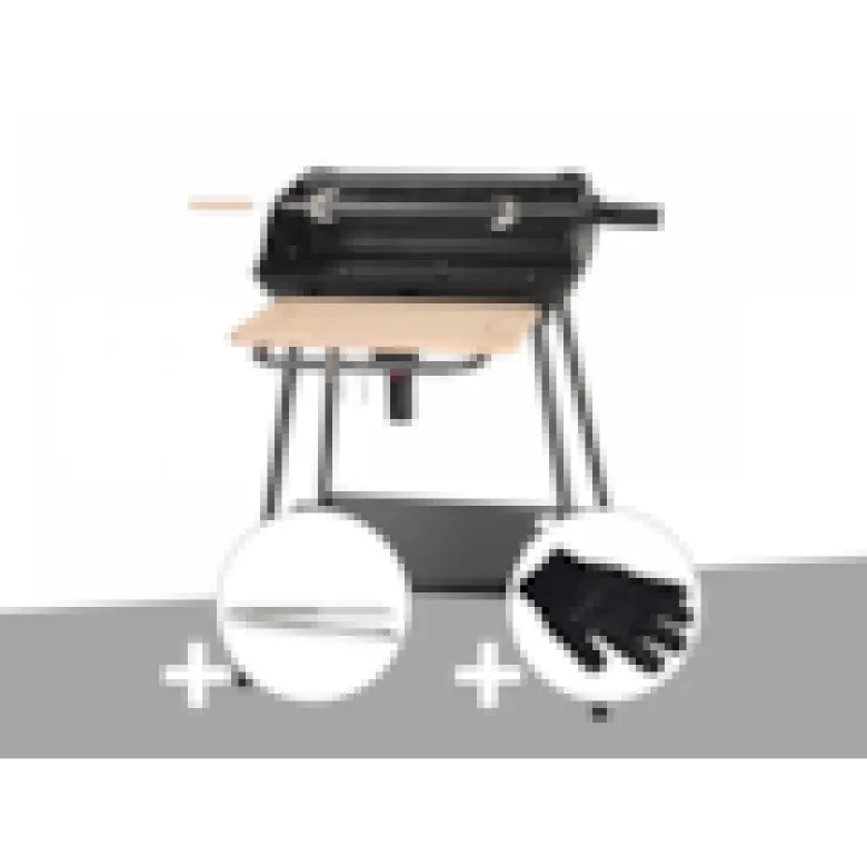Barbecue charbon bergamo + pince en inox + gant de protection - somagic