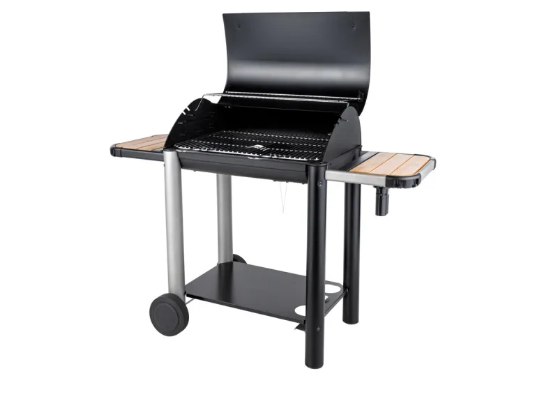 Barbecue charbon vulcano 3000 + kit tournebroche + gant de protection - somagic