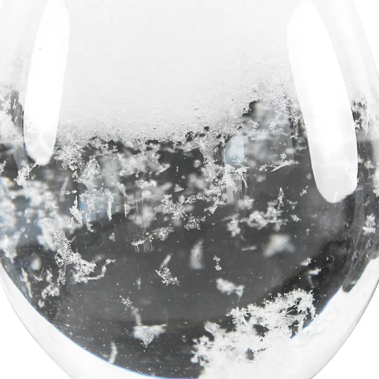 Barometre fitzroy en verre goutte et base bois de hetre objet deco cristaux
