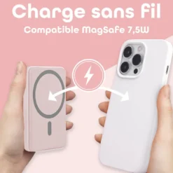 Batterie externe magnétique 5000mah rose