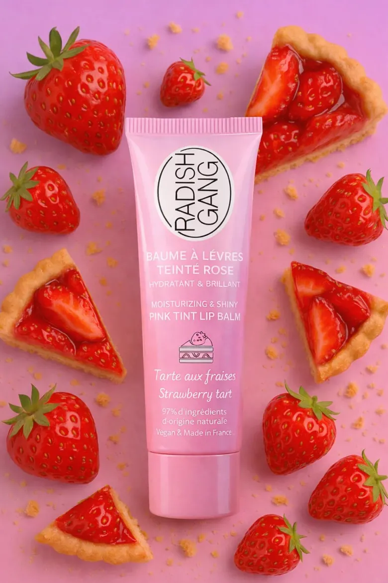 Baume à lèvres hydratant rose- tarte aux fraises
