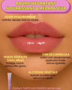 Baume à lèvres hydratant rose- tarte aux fraises