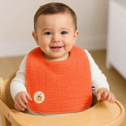 Bavoir en coton bio fraise
