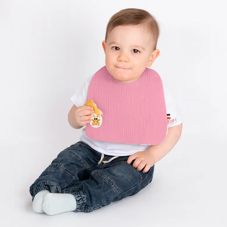 Bavoir en coton bio rose