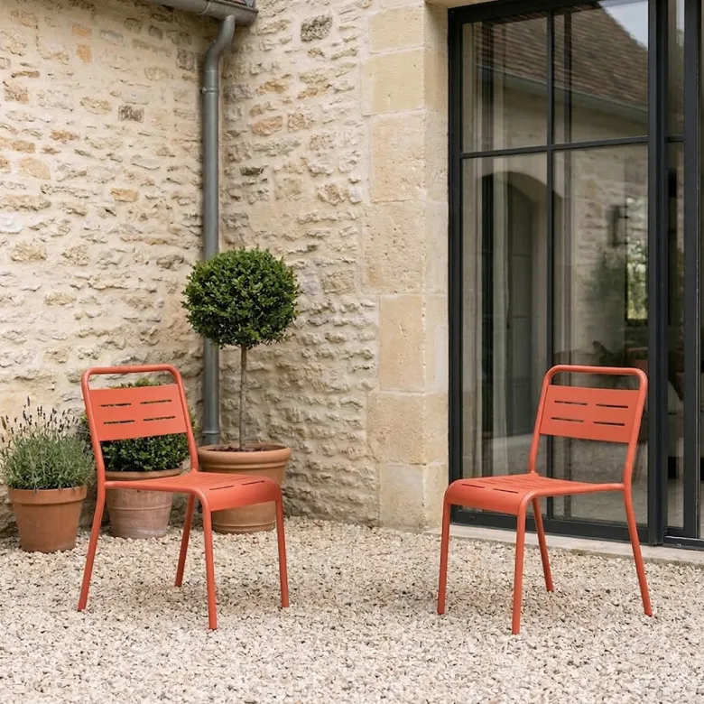 Bergame lot de 2 chaises de jardin empilables terracotta