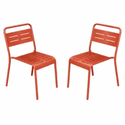 Bergame lot de 2 chaises de jardin empilables terracotta