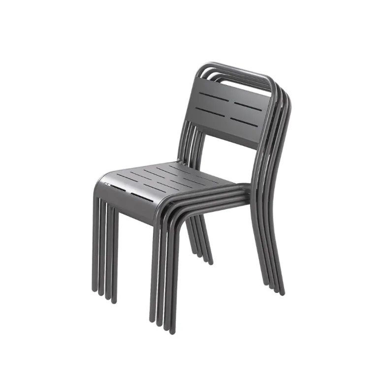 Bergame lot de 4 chaises en acier gris foncé