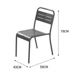 Bergame lot de 4 chaises en acier gris foncé